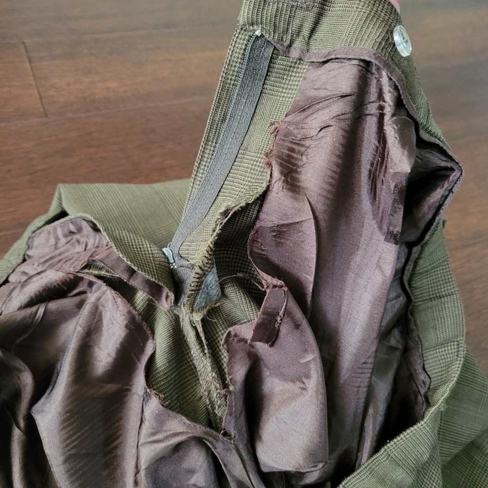 Vtg Pendleton Virgin Wool Straight Leg Lined Dress Pants Trousers Size 14 Olive - Picture 6 of 10